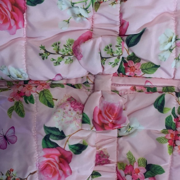 Little Me Floral Pink Puffer Baby Jacket - Picture 4 of 5